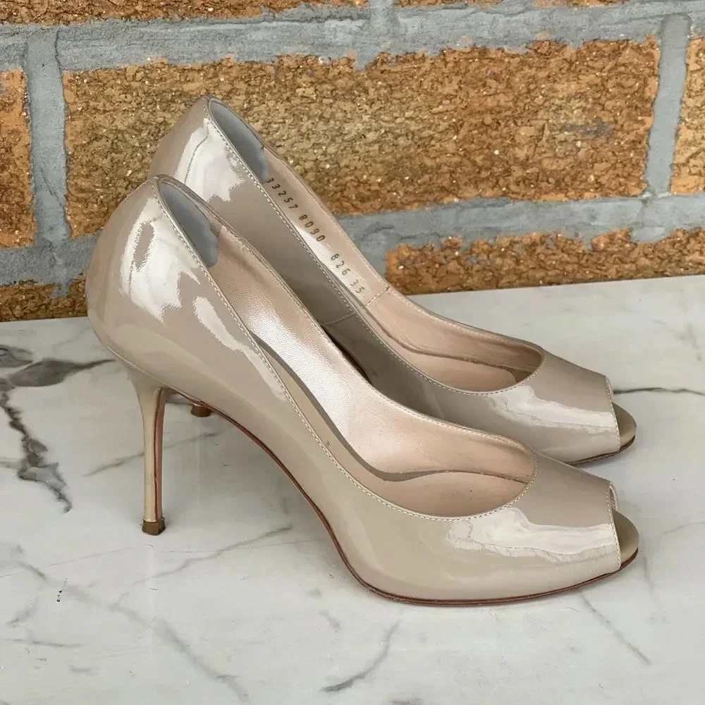 Casadei nude patent leather heels size 5